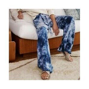 Cloth & Stone Blue Tie Dye Venice Wide Leg Pants W/ Belt, Size XS, NWT!